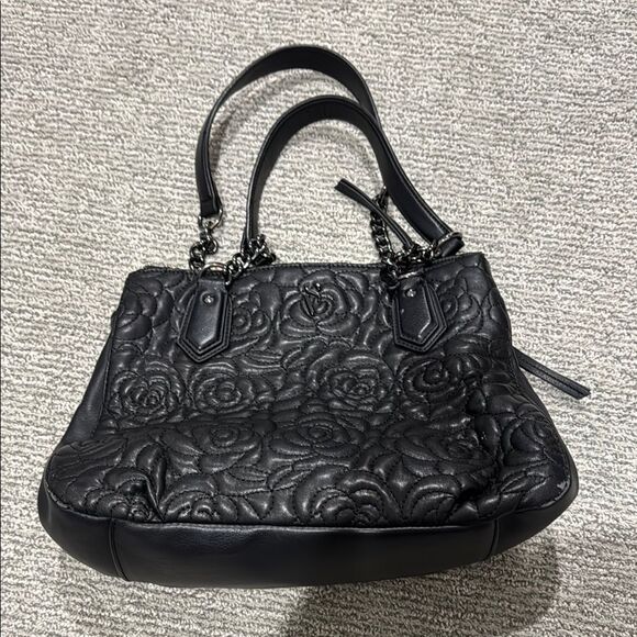 Vera Wang Black Embossed Shoulder Bag - Picture 1 of 3